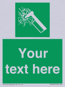 Custom sign safe condition emergency hammer